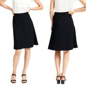 Everlane Black Japanese Go Weave Button Front Skirt 4